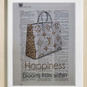 Happiness Blooms from within - Dictionary PRINT Art Wall Decor Poster